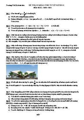 Đề tham khảo thi tuyển sinh Lớp 10 môn Toán - Năm học 2020-2021 - Trường THCS Minh Đức